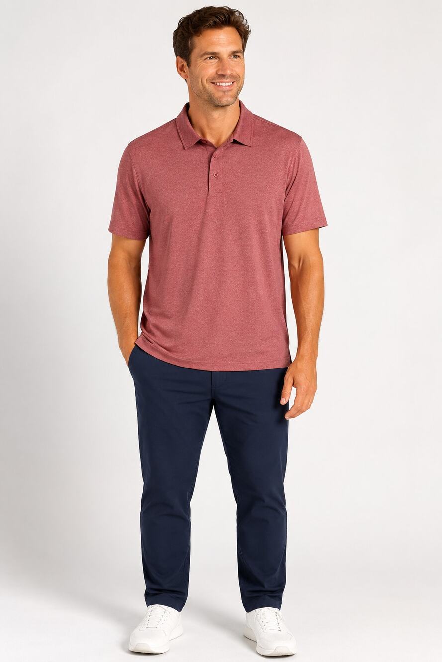 32 Degrees Cool Mens Heather Rosewood Short Sleeve Polo Shirt Size XL New